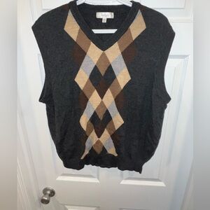 Men's Argyle Sweater Vest - Gray Brown